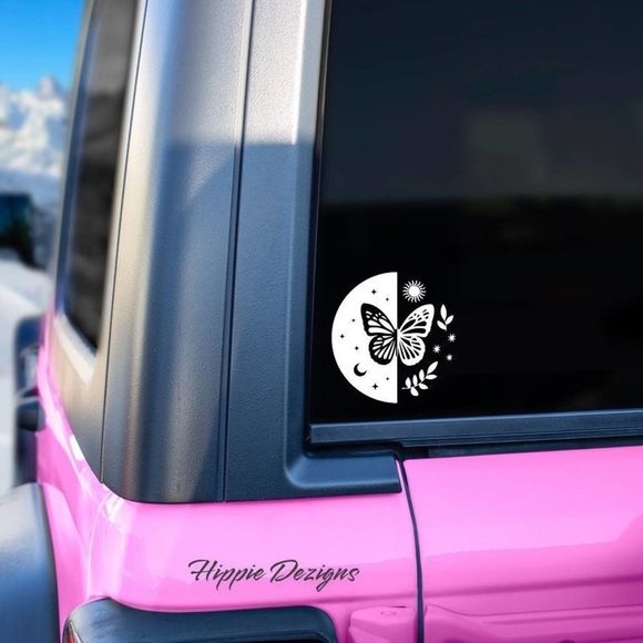 Butterfly Ying Yang Sun & Moon Vinyl Decal | Vinyl Decal | Tumbler Decal - Picture 1 of 6
